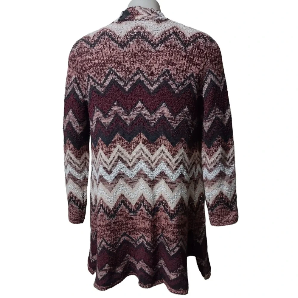 Hannah Cardigan Women's XL Open Front Long‎ Duster Colorful Sweater Side Slits